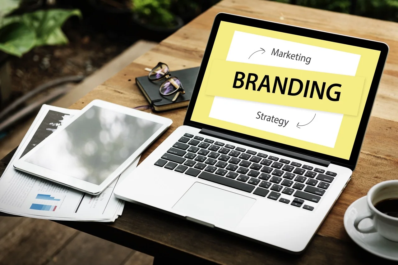 Branding marketing strategy displayed on laptop screen