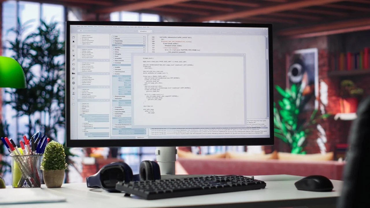 Web development and coding workspace on desktop computer
