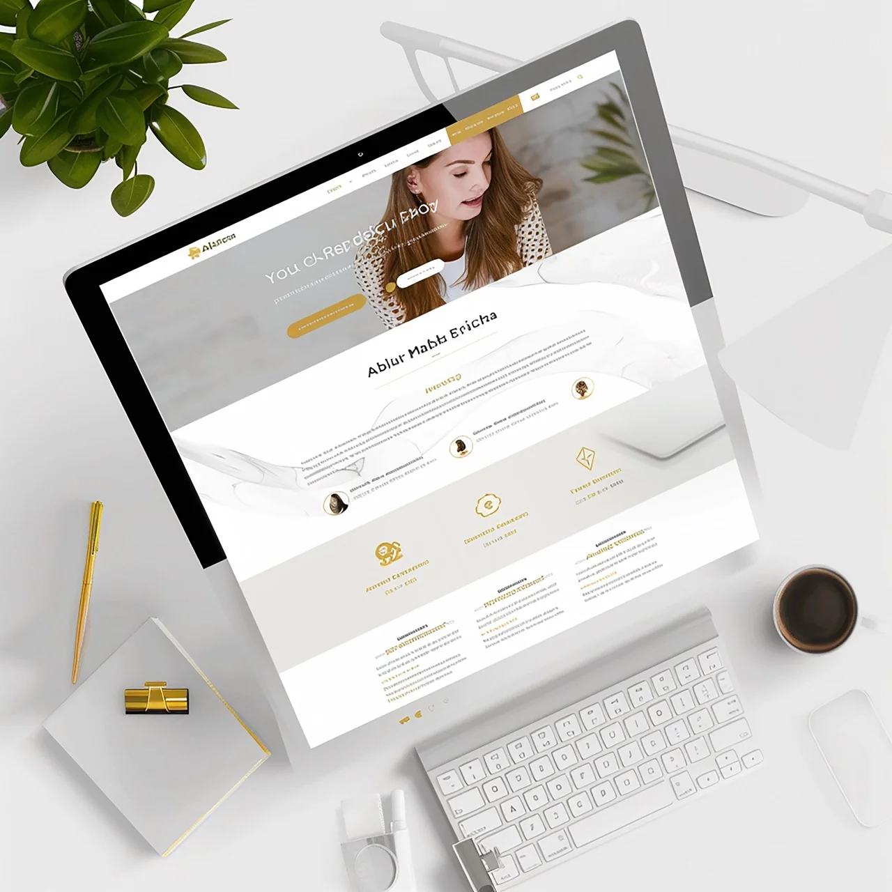 Modern website design layout displayed on desktop computer